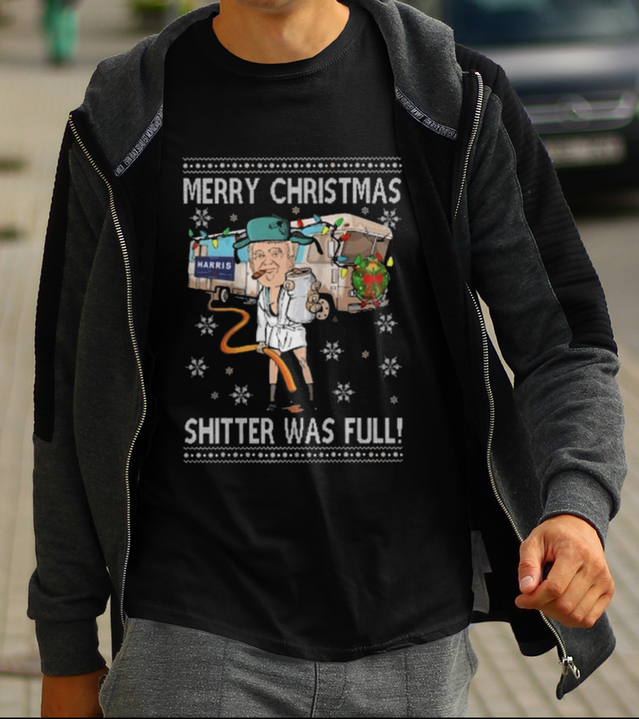 Merry Christmas Shitter Was Full Holiday Humor Trump Harris T-Shirt