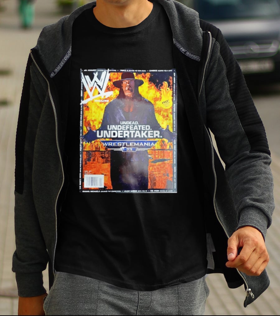 WWE Undead Undefeated Undertaker Wrestlemania 23 Magazine Cover T-Shirt