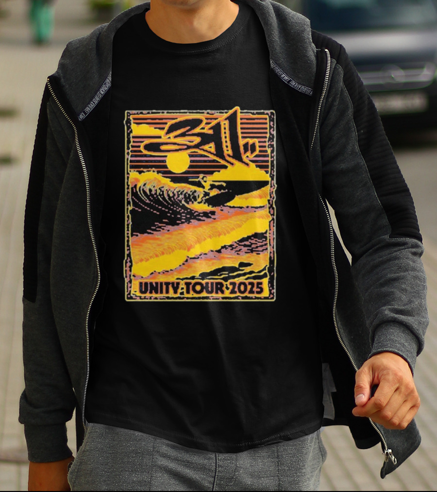 311 Unity Tour 2025 Surfer Wave Art With Sunset T-Shirt