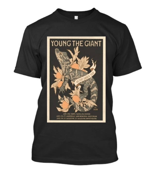 Young The Giant Victory Garden Tour 2026 Lizard And Oranges FL Tour Dates T-Shirt