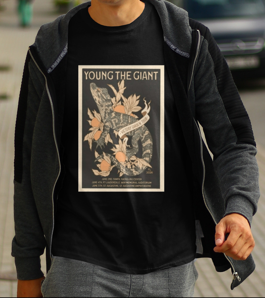 Young The Giant Victory Garden Tour 2026 Lizard And Oranges FL Tour Dates T-Shirt