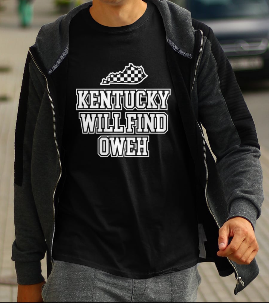 Kentucky Will Find Oweh Checkered State T-Shirt