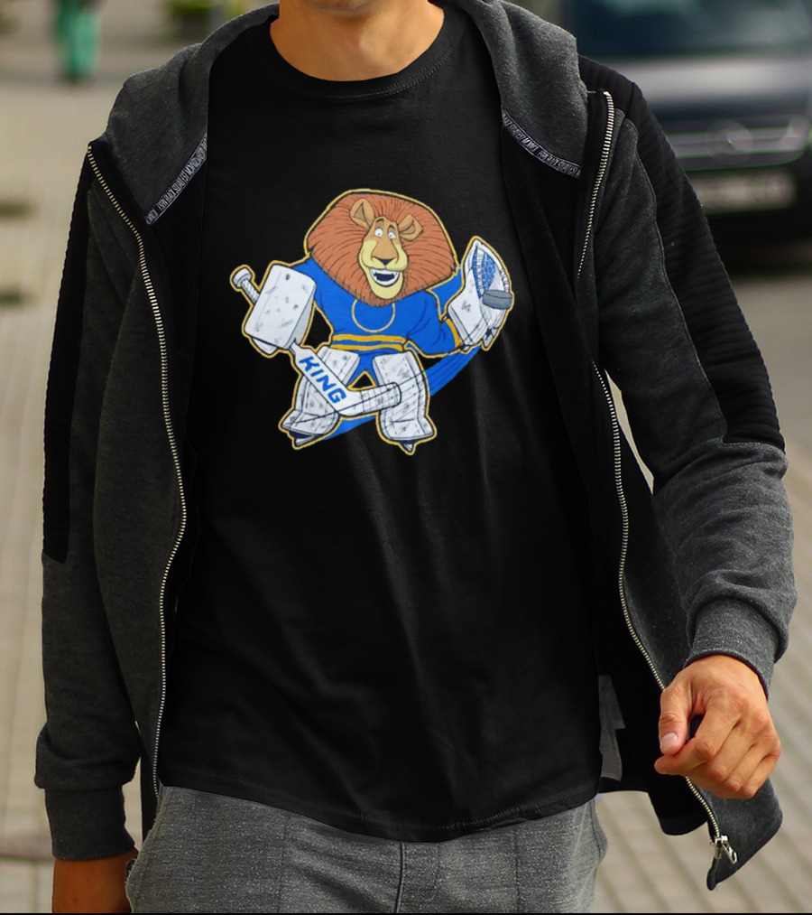 King Of The Crease Sabres Hockey Goalie Lion T-Shirt