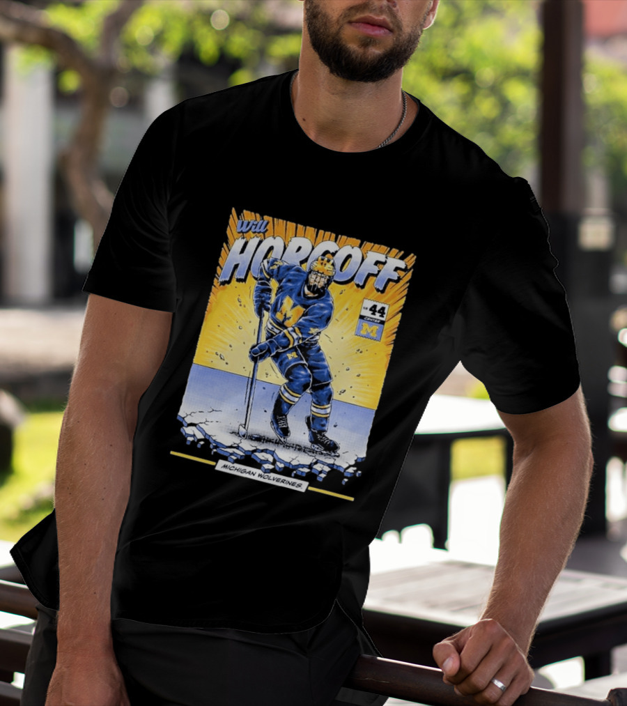 Michigan Wolverines Will Horcoff 44 Center Hockey Comic T-Shirt