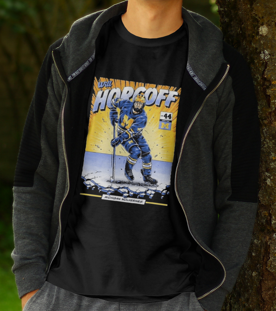 Michigan Wolverines Will Horcoff 44 Center Hockey Comic T-Shirt