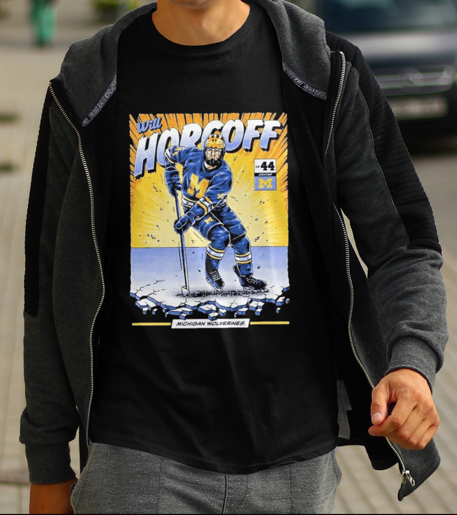 Michigan Wolverines Will Horcoff 44 Center Hockey Comic T-Shirt