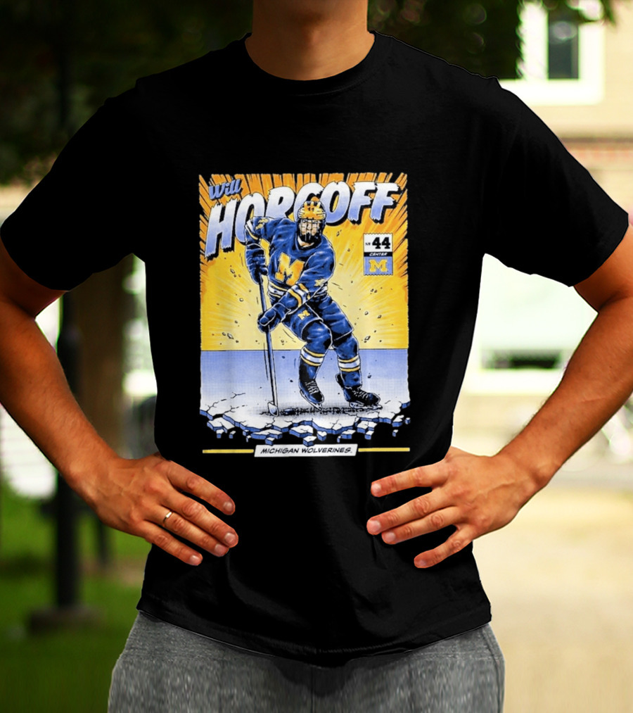 Michigan Wolverines Will Horcoff 44 Center Hockey Comic T-Shirt