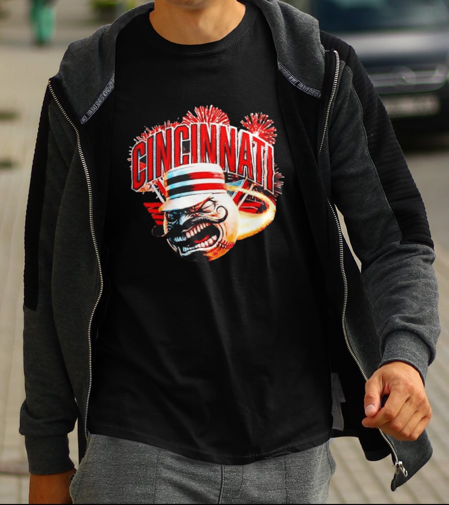 Cincinnati Reds Queen City Heat 2026 Opening Day Fireworks Display T-Shirt