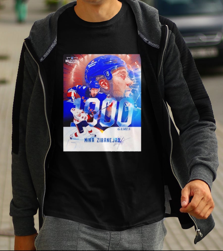 Mika Zibanejad New York Rangers 1000 Games Milestone NHL Career Celebration T-Shirt