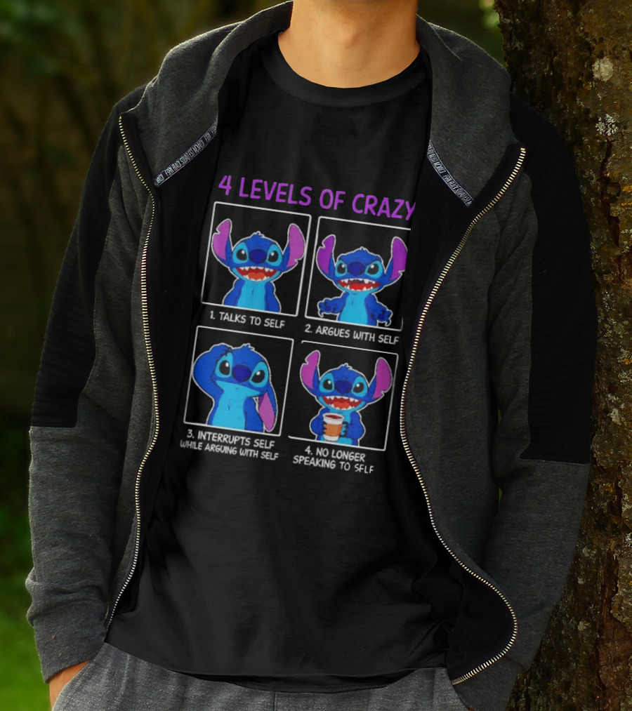 4 Levels Of Crazy Stitch Talks To Self Argues With Self Interrupts Self While Arguing T-Shirt