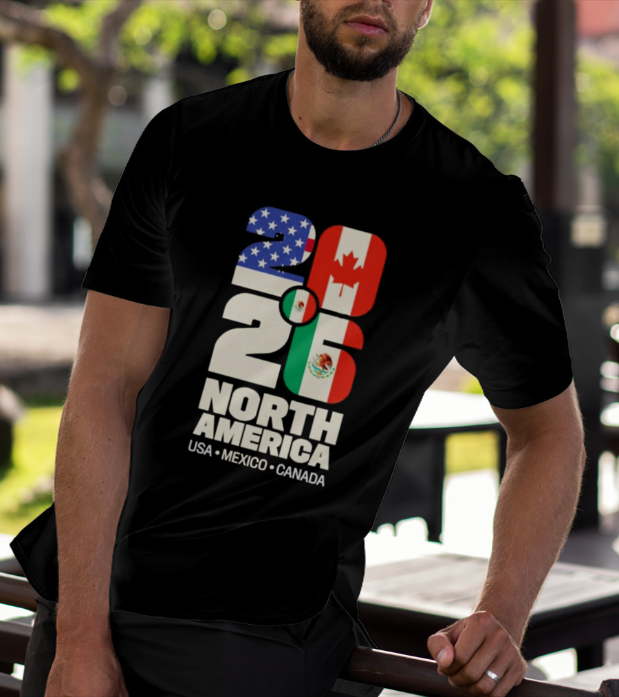 FIFA World Cup 2026 North America USA Mexico Canada Flags T-Shirt
