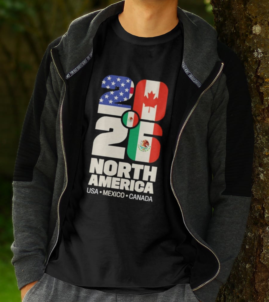 FIFA World Cup 2026 North America USA Mexico Canada Flags T-Shirt
