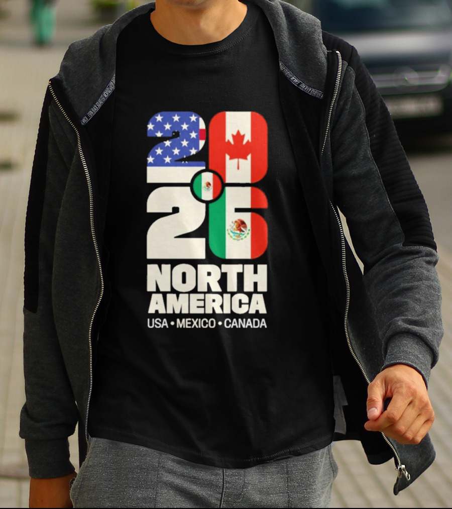 FIFA World Cup 2026 North America USA Mexico Canada Flags T-Shirt