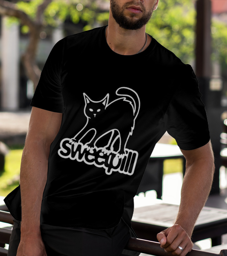 Sweet Pill Stretching Kitty Graphic Cat T-Shirt