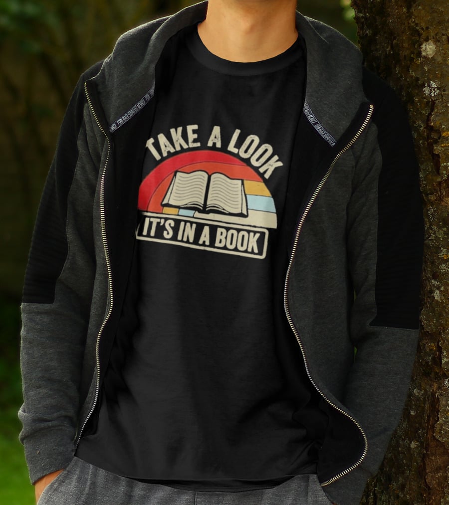 Take A Look It's In A Book Open Book And Rainbow T-Shirt