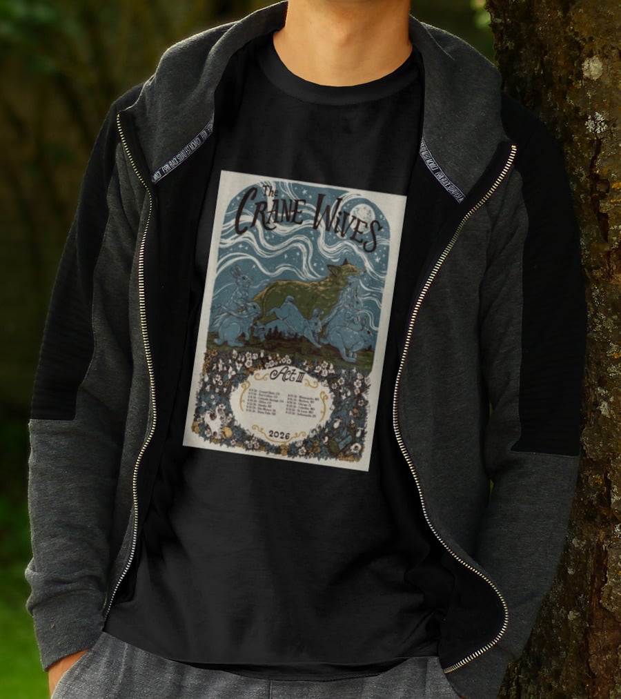 The Crane Wives Act III Concert Tour August 2026 Moonlit Forest Animals T-Shirt