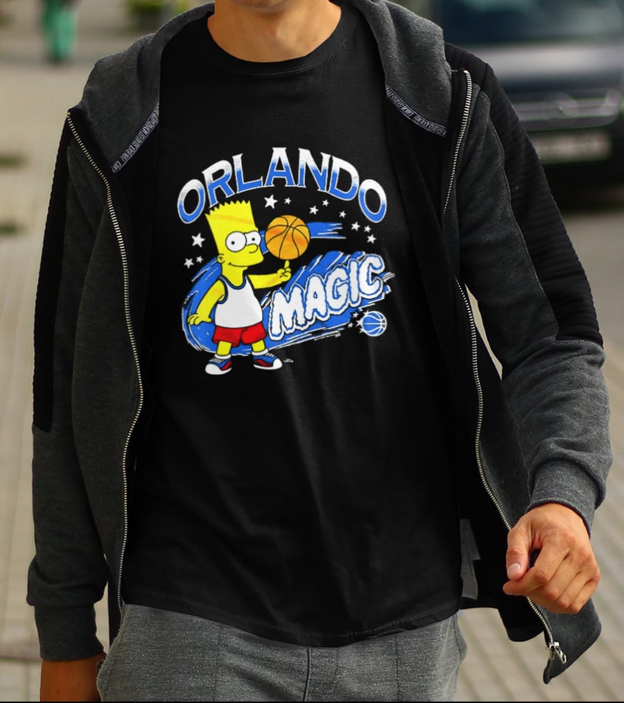Bart Simpsons Orlando Magic NBA Basketball Cartoon T-Shirt