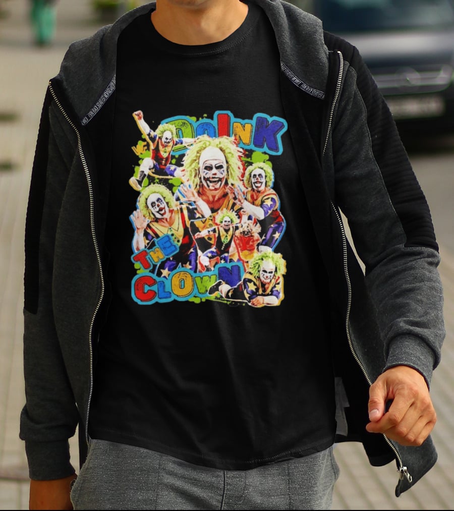 Doink The Clown WWE Wrestler Colorful Collage T-Shirt
