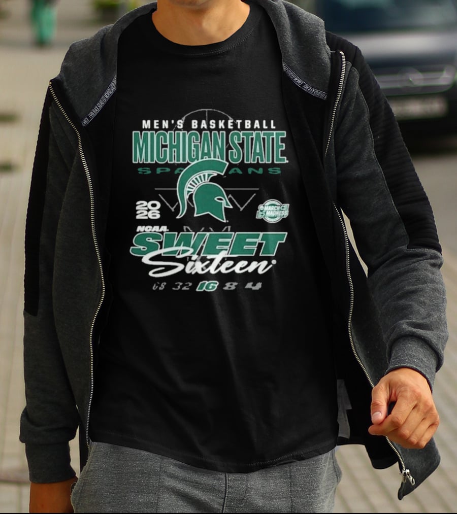 Michigan State Spartans Men's Basketball 2026 March Madness Sweet Sixteen 32 16 8 4 T-Shirt