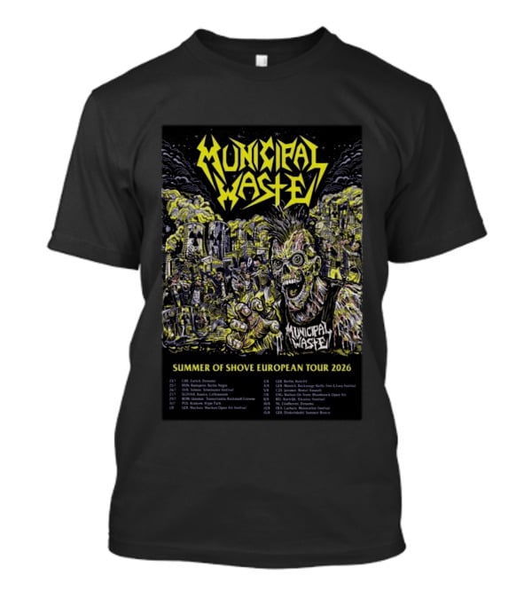 Municipal Waste Summer Of Shove European Tour 2026 Zombie Thrash Metal Concert Dates And Locations T-Shirt