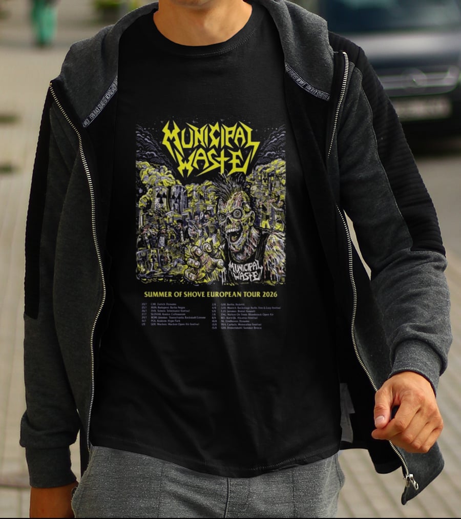 Municipal Waste Summer Of Shove European Tour 2026 Zombie Thrash Metal Concert Dates And Locations T-Shirt