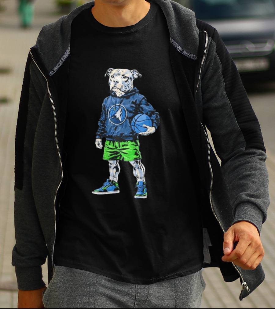 Hoop Dogs Pit Bull Minnesota Timberwolves Basketball T-Shirt