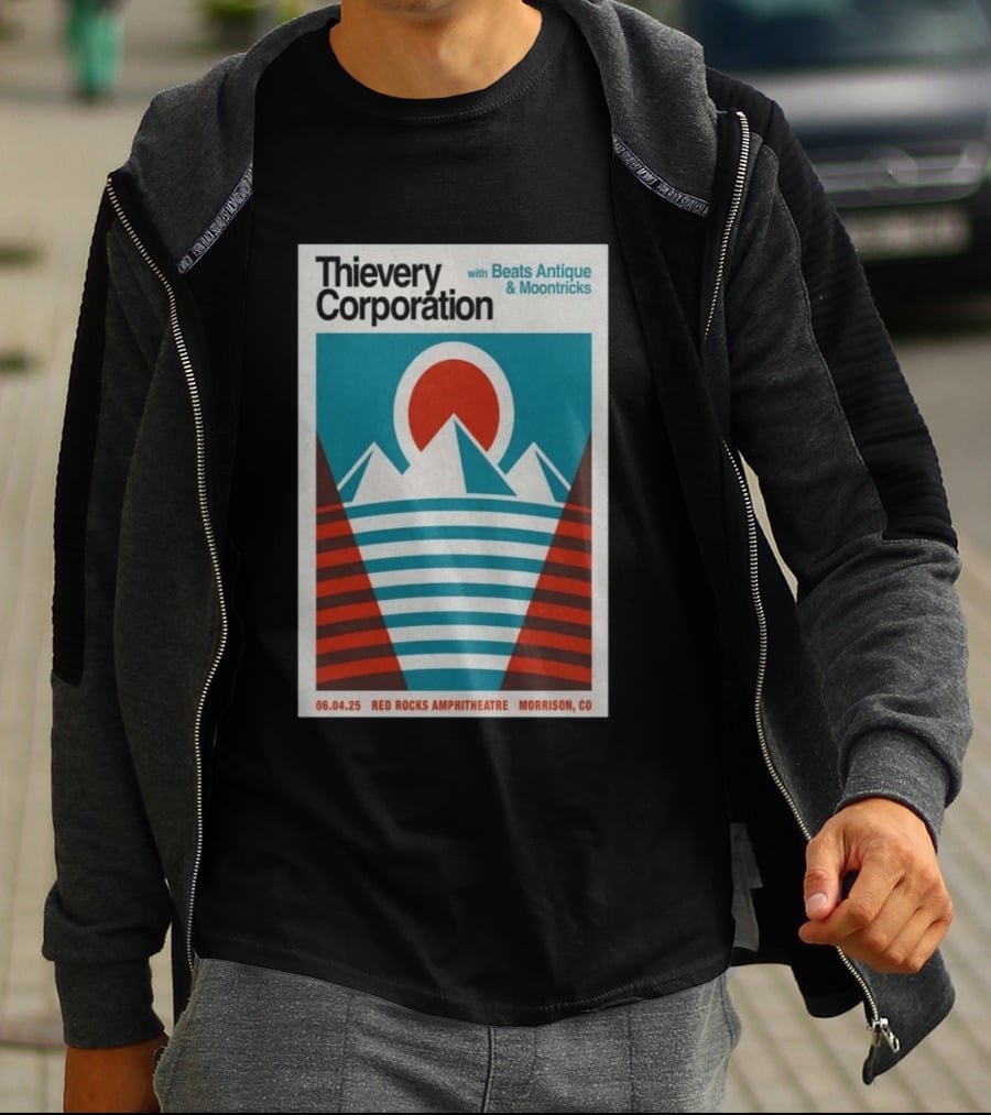Thievery Corporation Red Rocks Amphitheatre 06 04 25 With Beats Antique Moontricks Morrison CO T-Shirt
