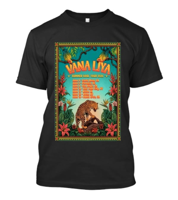 Vana Liya Summer Soul Tour 2026 Costa Mesa Phoenix San Diego Salt Lake City Boise Reno Santa Cruz T-Shirt