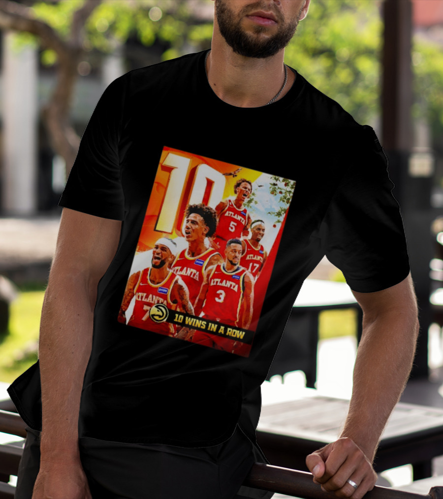 Atlanta Hawks NBA 10 Wins In A Row Players Celebration T-Shirt