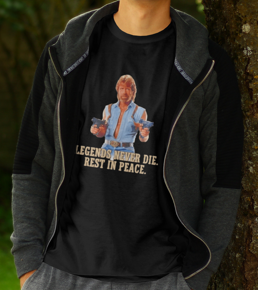 Legends Never Die Rest In Peace Chuck Norris Gunslinger T-Shirt