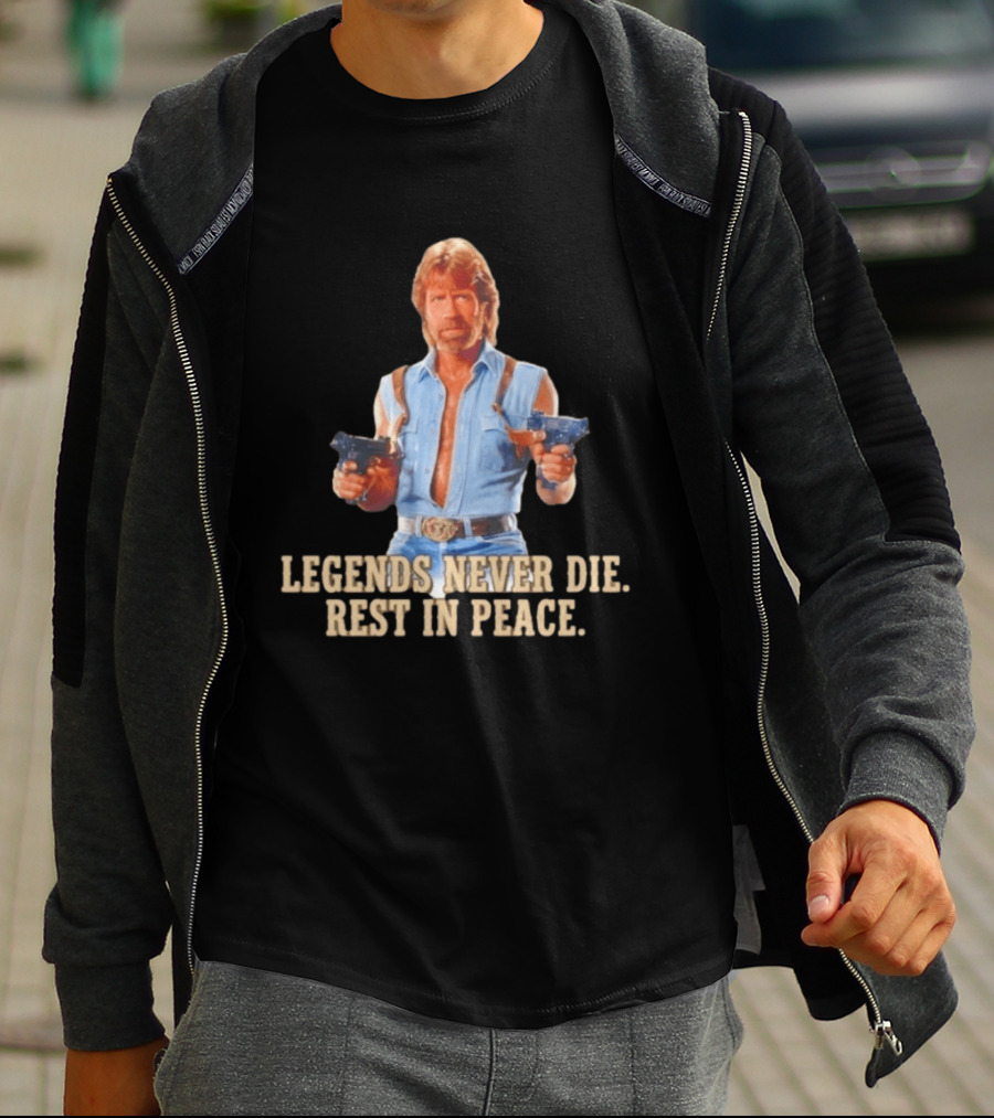 Legends Never Die Rest In Peace Chuck Norris Gunslinger T-Shirt