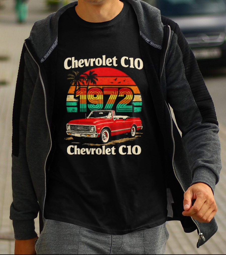 Chevrolet C10 1972 Vintage Sunset Red Pickup T-Shirt