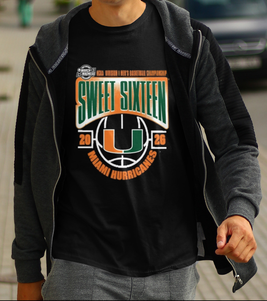 NCAA Division I Men's Basketball March Madness 2026 Sweet Sixteen Miami Hurricanes T-Shirt