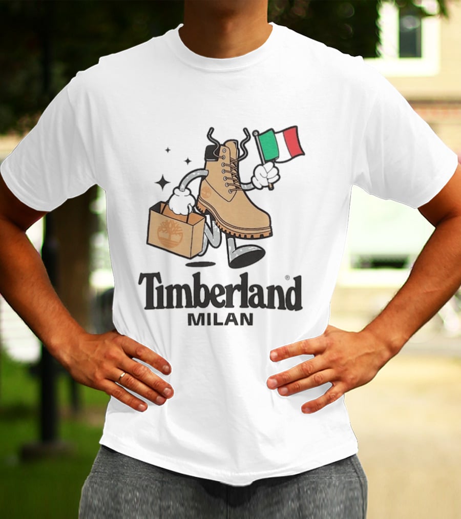 All Gender Timberland Boot Shopping With Italian Flag In Milan T-Shirt