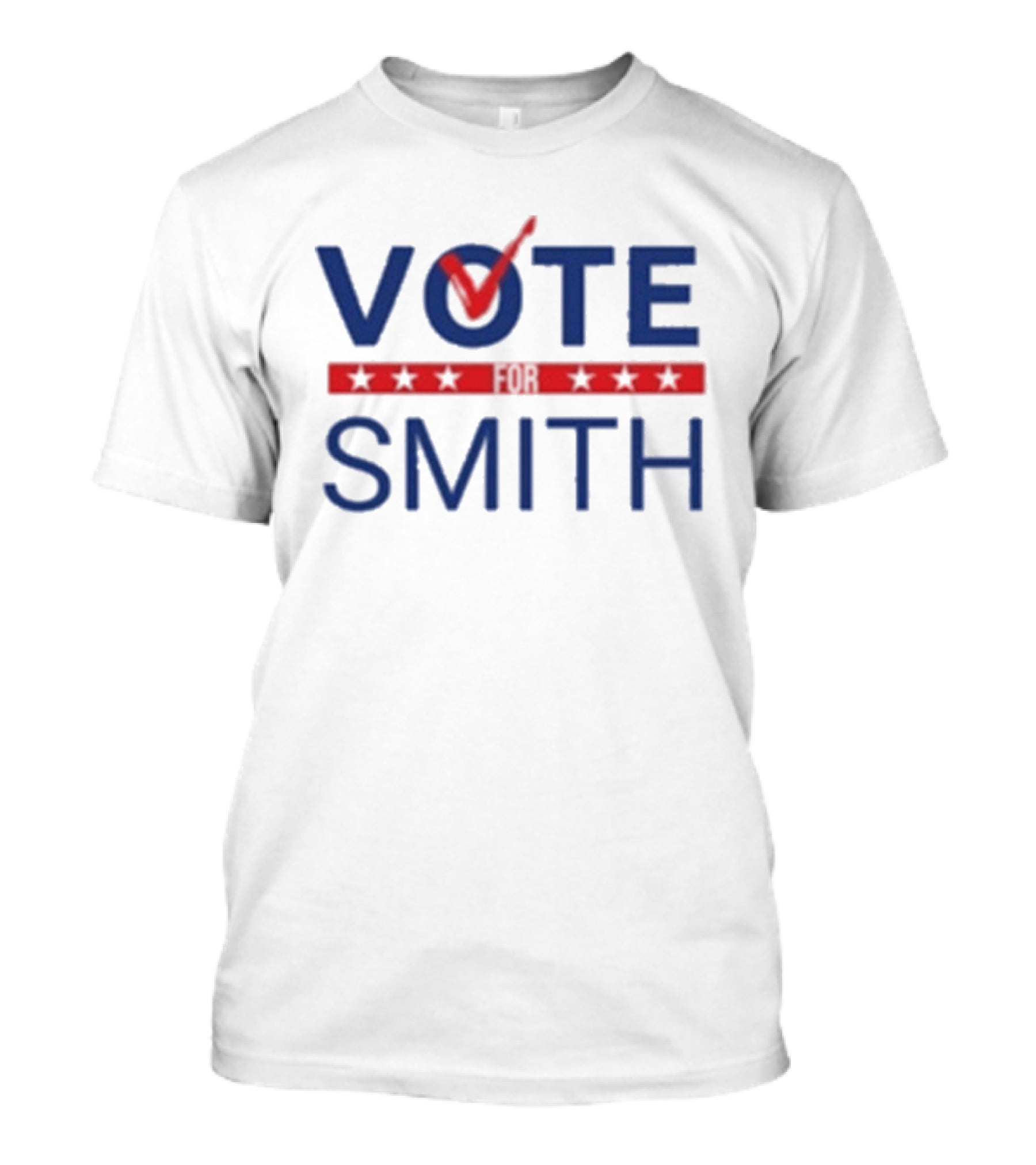 Vote Smith Bluecotton Red Check Stars T-Shirt