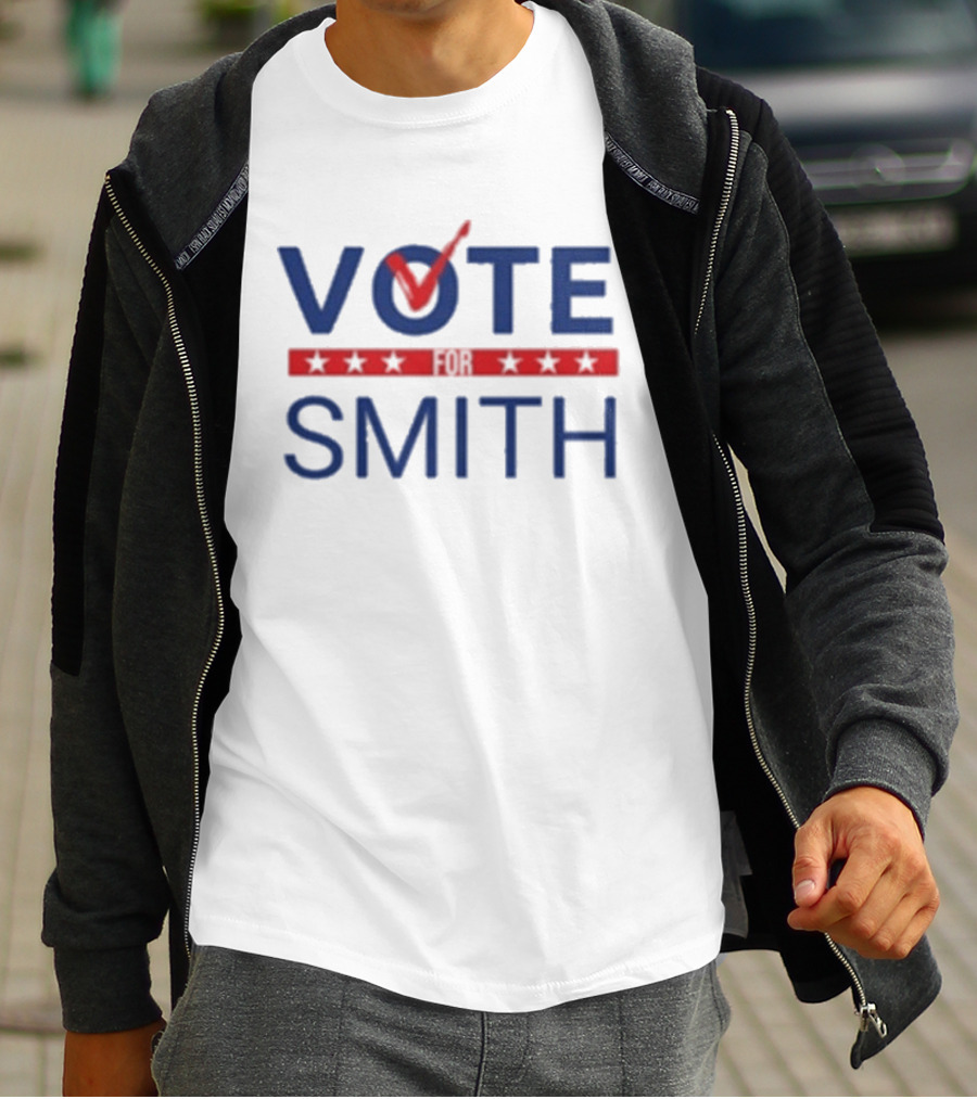 Vote Smith Bluecotton Red Check Stars T-Shirt