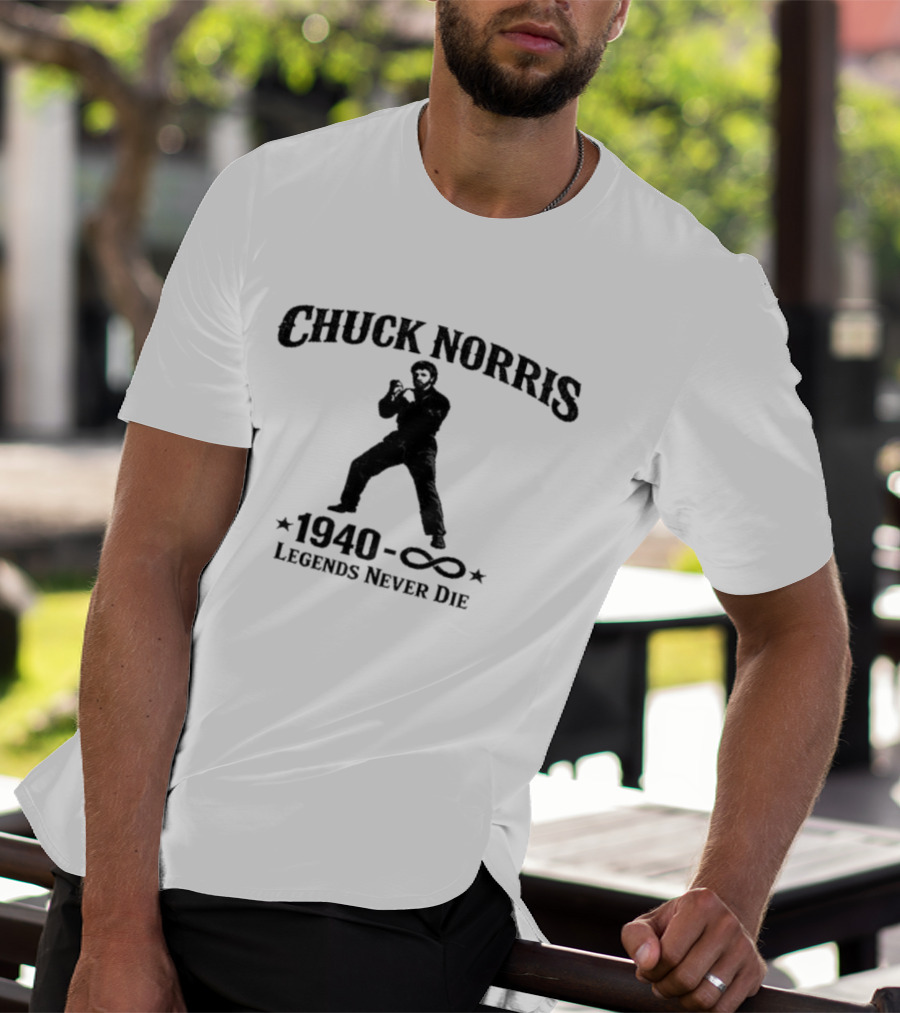 Chuck Norris 1940 Legends Never Die Infinity T-Shirt