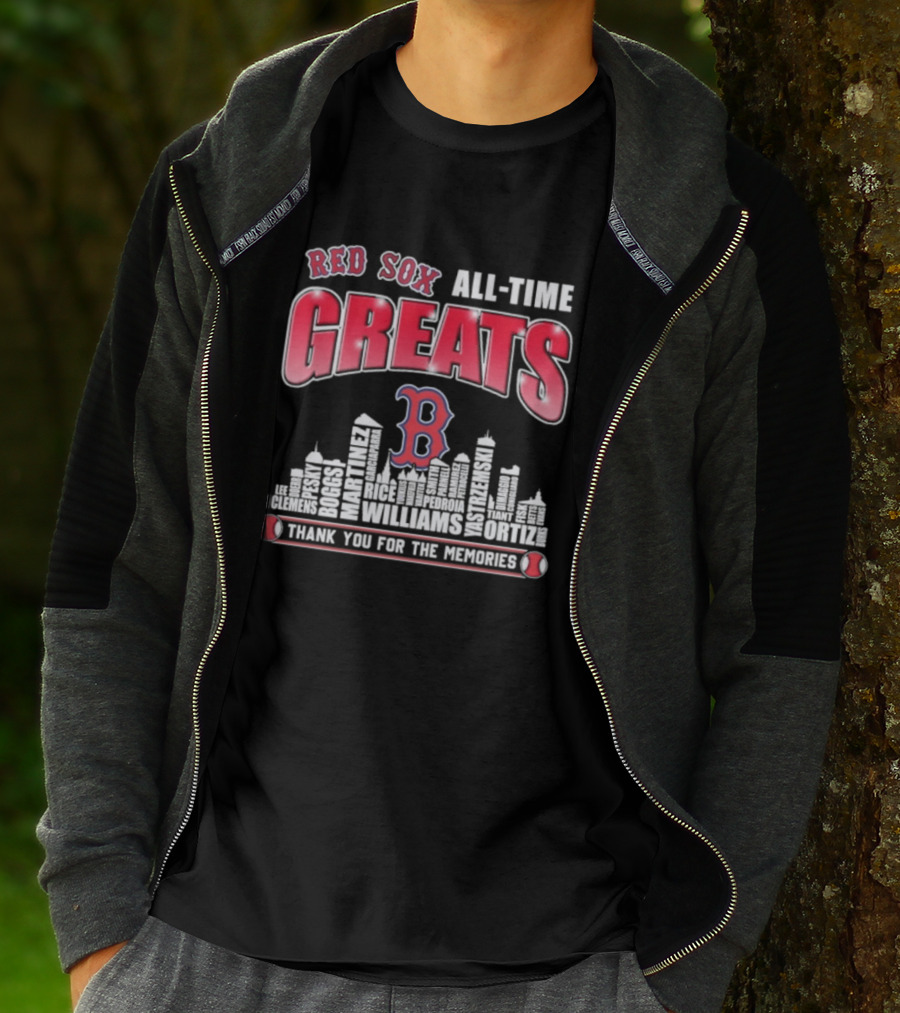 Red Sox All Time Greats Boston Skyline Williams Ortiz Thank You For The Memories T-Shirt