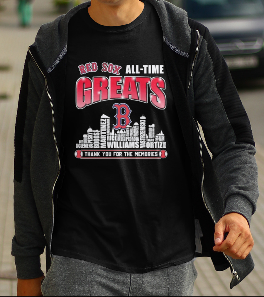 Red Sox All Time Greats Boston Skyline Williams Ortiz Thank You For The Memories T-Shirt