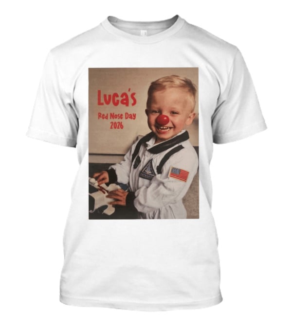 Luca's Red Nose Day 2026 Astronaut American Flag Kid's Costume Space T-Shirt