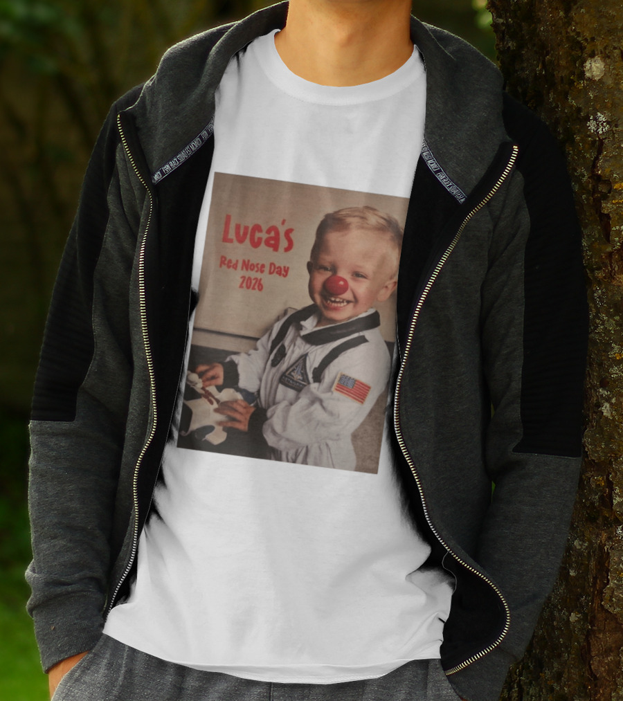 Luca's Red Nose Day 2026 Astronaut American Flag Kid's Costume Space T-Shirt