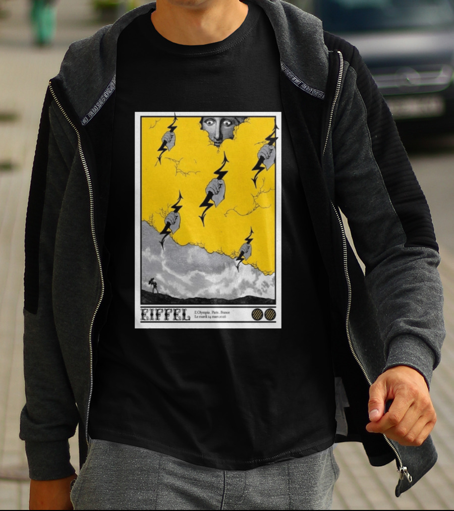 Eiffel L'Olympia Paris France Mar 24 2026 Lightning Cloud T-Shirt
