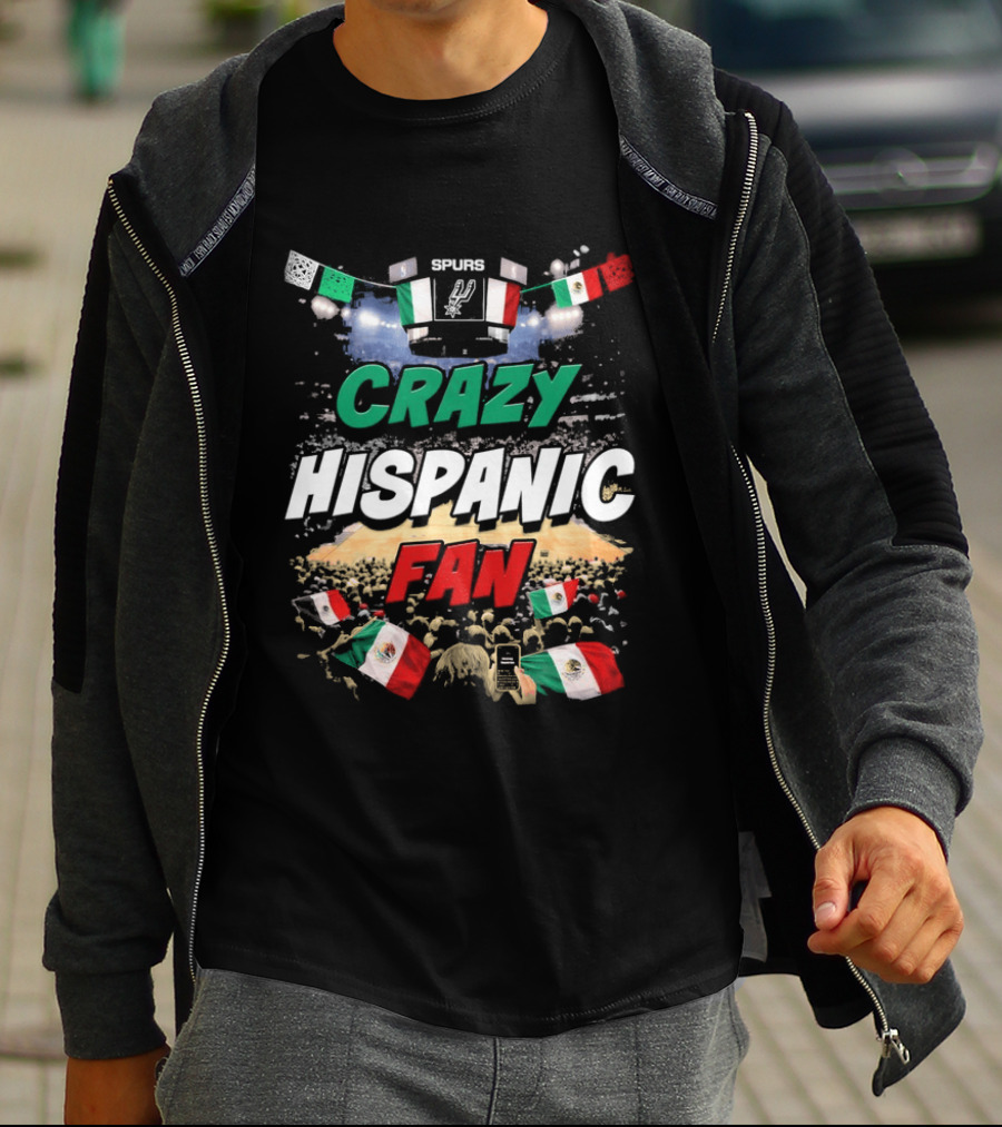 Splurs Crazy Hispanic Fan Mexican Flag Fists Flags T-Shirt