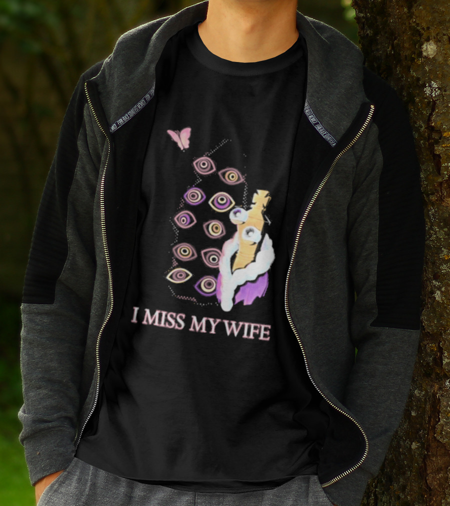 Glitch Productions I Miss My Wife Eyes And Figure With Butterfly T-Shirt