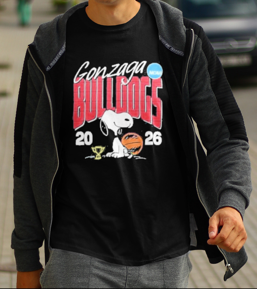 Gonzaga Bulldogs Snoopy NCAA Tournament 2026 Basketball Trophy T-Shirt