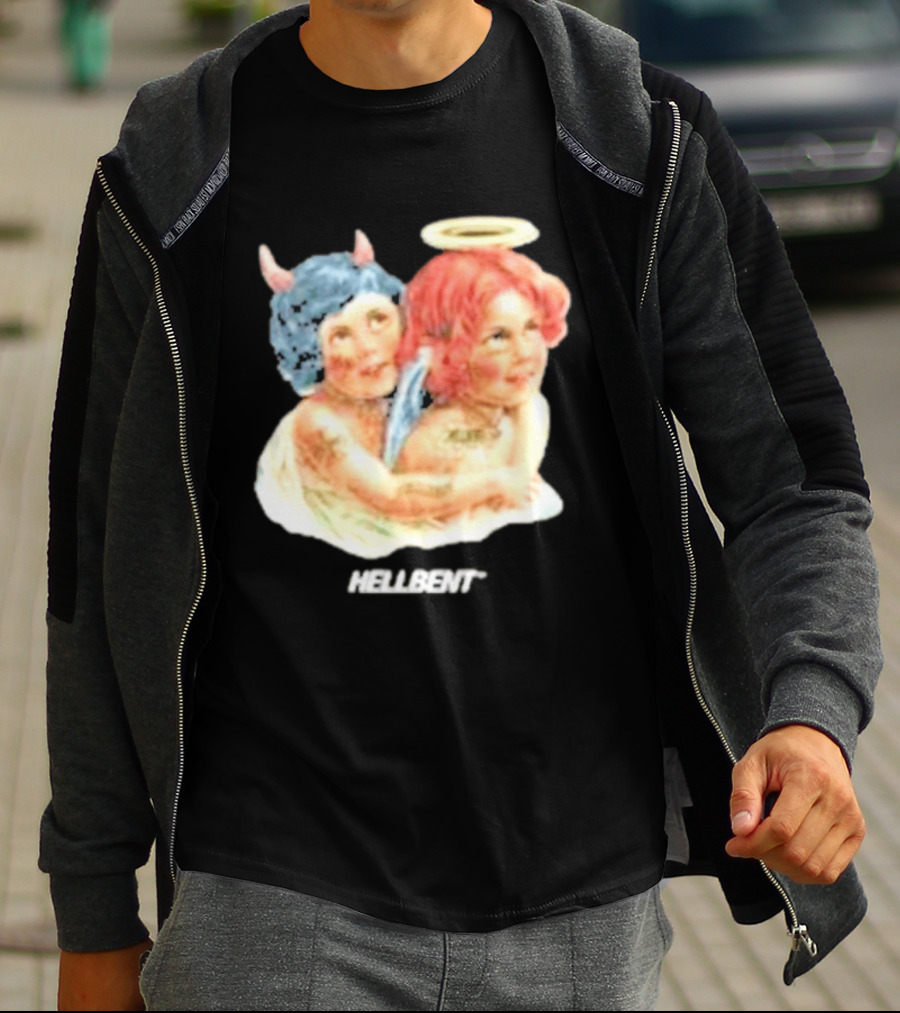 Hellbentrecs Saints Sinners Cherubs With Halo And Horns T-Shirt