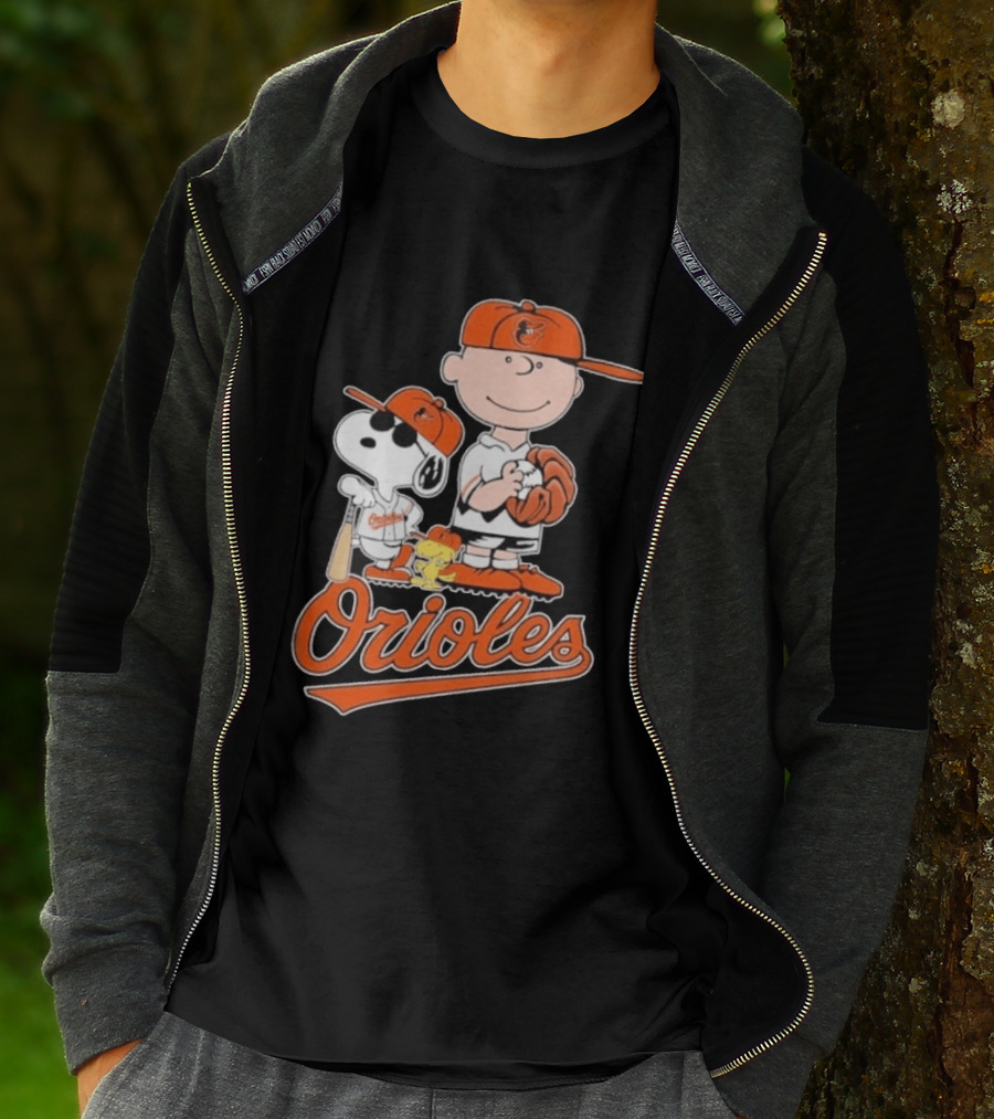 2026 Snoopy Charlie Brown Peanuts Baseball Orioles T-Shirt