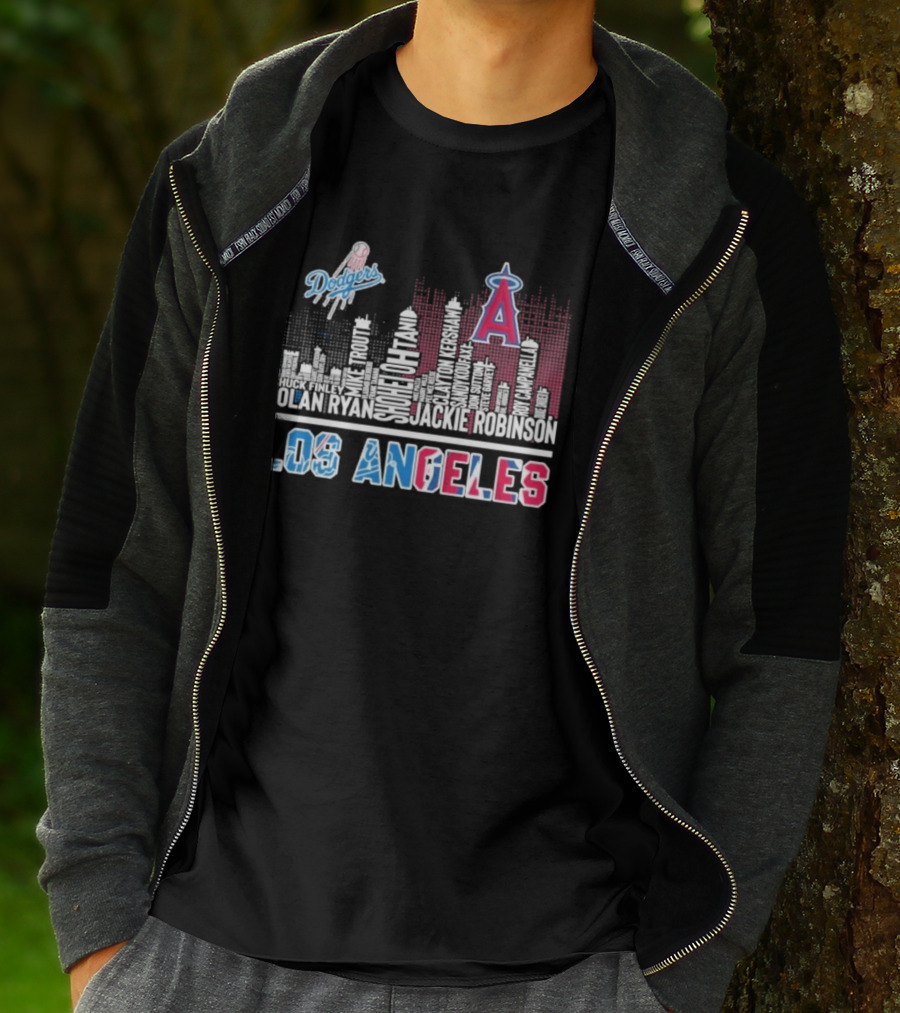 Los Angeles Dodgers Angels Skyline Typography City Baseball Fans T-Shirt