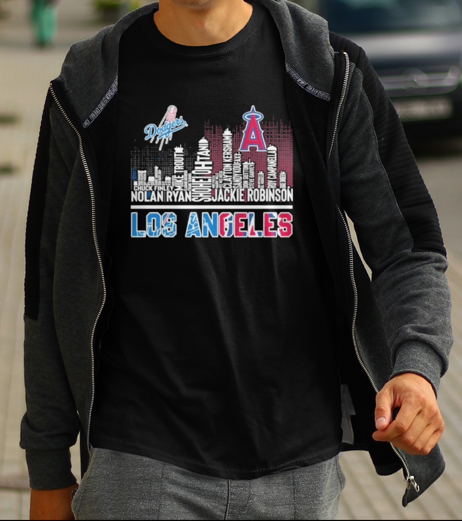 Los Angeles Dodgers Angels Skyline Typography City Baseball Fans T-Shirt