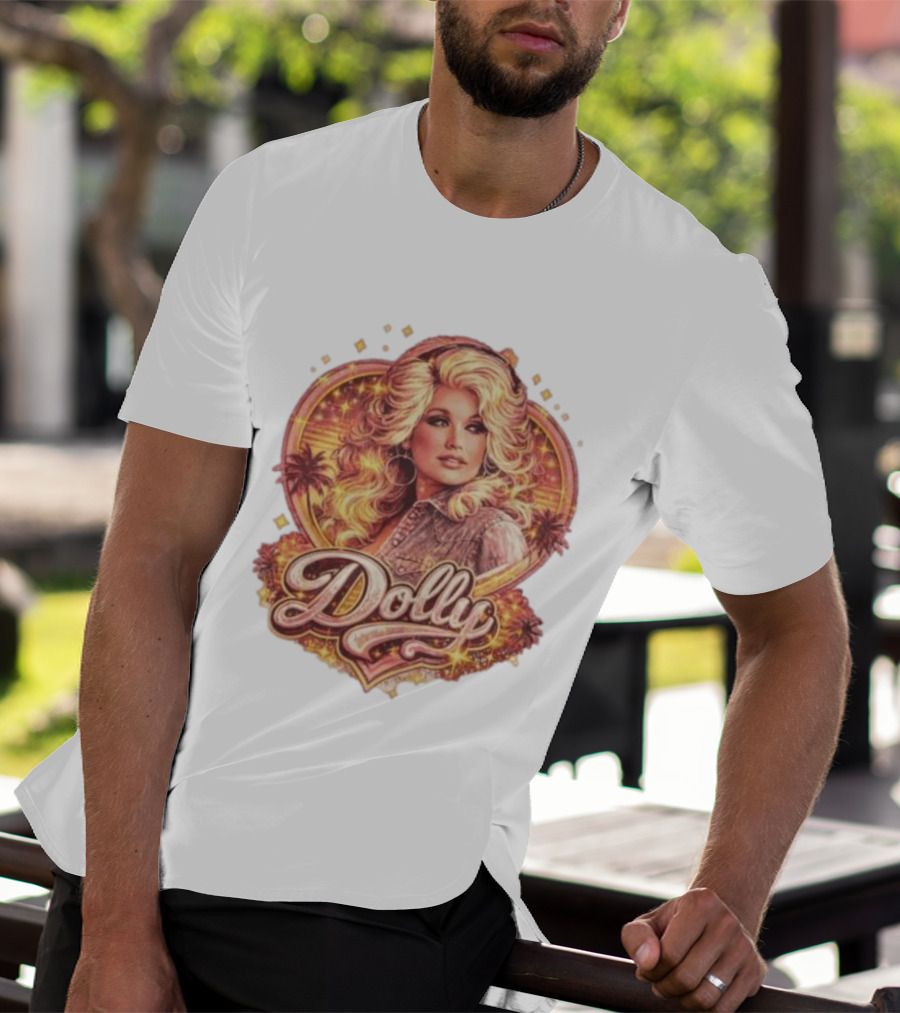Dolly Parton Retro Vintage Style With Heart And Palm Trees T-Shirt